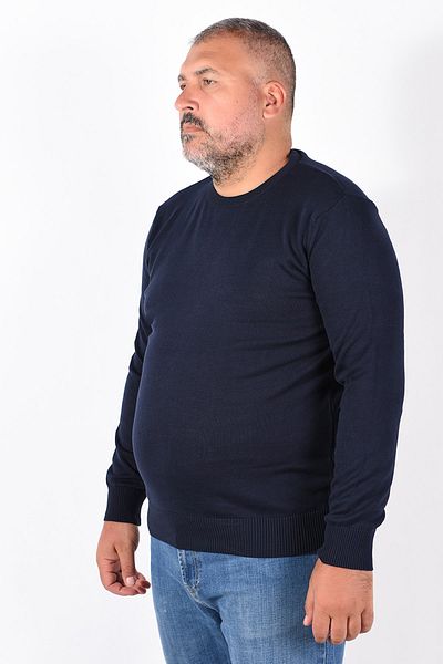 Trist Star Férfi sötétkék nagy méretű, nagy nyakú, 100% pamut pulóver Trist-2101