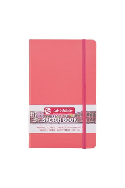 Talens Sketchbook Hard Cover Sketch Drawing Notebook 13x21 CmA5 140 Gr 80 Yp Pastel Coral