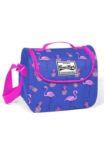Yaygan Çanta Coral High Pink-blue Flamingo Printed Thermal Lunchbox - Girl