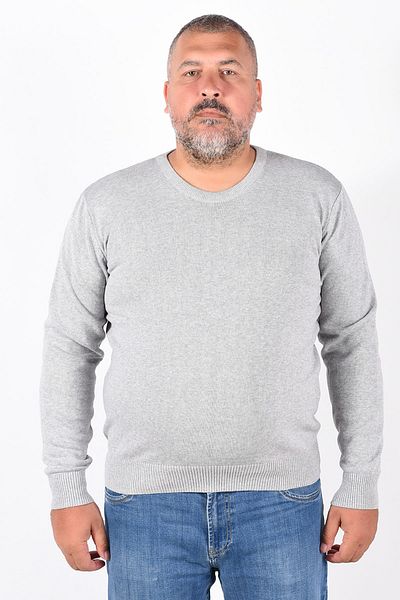 Trist Star Men's Gray Crew Neck Cotton Sweater