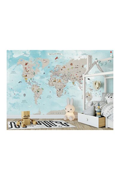 Dreamy Kids Dünya Haritası - Bilgi Deposu Iıı (çocuk Odası Duvar Kağıdı)