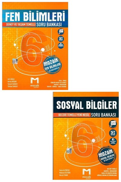 Mozaik Yayınları 6. Sınıf Fen Bilimleri + 6. Sınıf Sosyal Bilgiler Soru Bankası