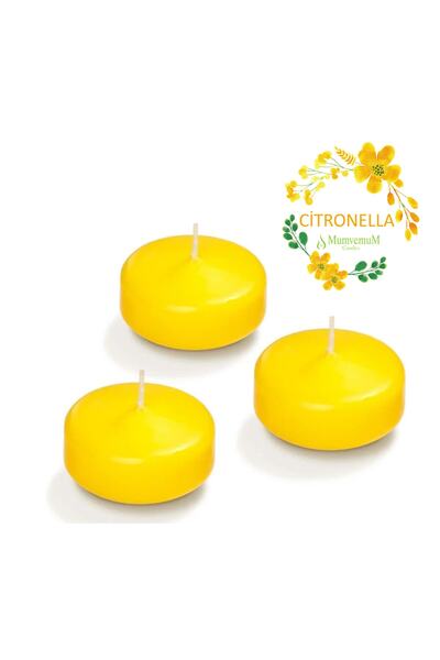 MumvemuM 12 Li Citronella Sarı Suda Yüzen Mum