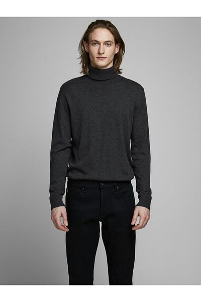 Jack & Jones Мъжки плетен пуловер Jack Jones в антрацитен цвят 12157417