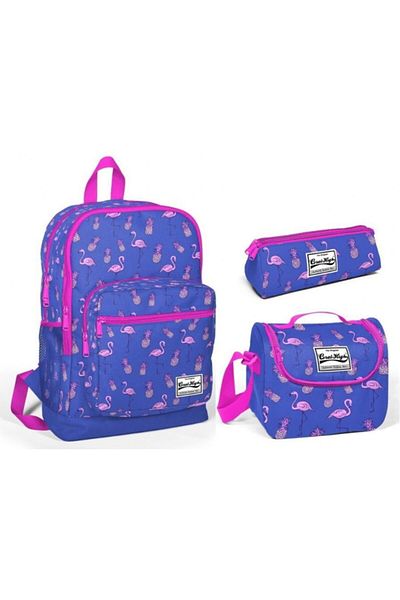 Yaygan Çanta Set de genți pentru școală primară Flamingo, Coral Albastru, Albastru-Roz