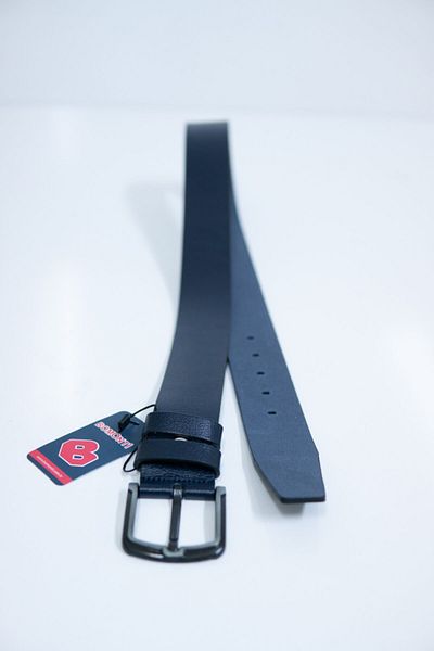 Bomonti Ανδρική Αθλητική Ζώνη Navy Blue 3,5 cm One Piece από γνήσιο δέρμα