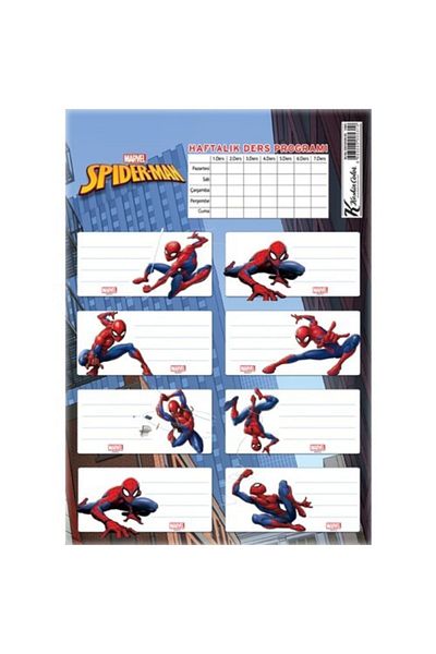 KESKİN COLOR Etichetă școlară Spiderman cu program de cursuri 3 coli 220130-6