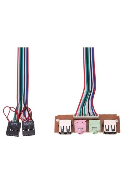 Alfais 4272 Pc Ön Panel 9 Pin Usb 2.0 3.5mm Port Kulaklık Mikrofon Kablosu Çevirici Dönüştürücü
