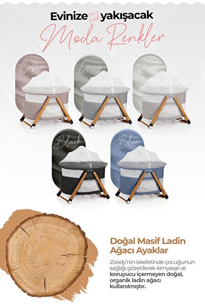 Kiwi Zoody Park Yatak ve Oyun Parkı Bebek Beşiği, Anne Yanı Beşik, Park Beşik, Sallanan Beşik - Mavi Renk