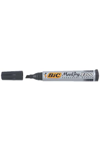 Bic قلم ماركور ذو طرف مقطوع أسود 23008209263 (عبوة واحدة تحتوي على 12 قطعة)
