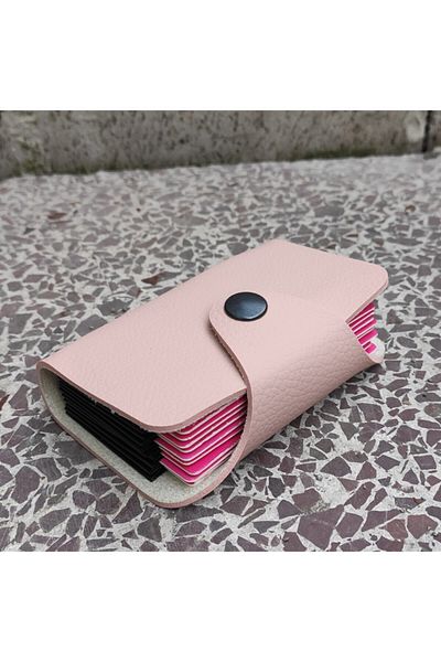 Kemer Dünyası 10 Compartments Women's Powder Color Credit Card Holder