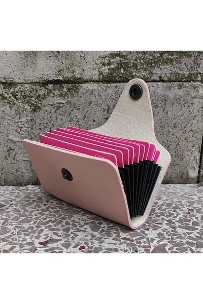 Kemer Dünyası 10 Compartments Women's Powder Color Credit Card Holder