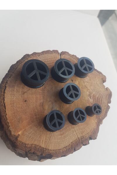 Karınca Piercing Barış Işareti Elastik Yumuşak 16mm Siyah Tünel Piercing