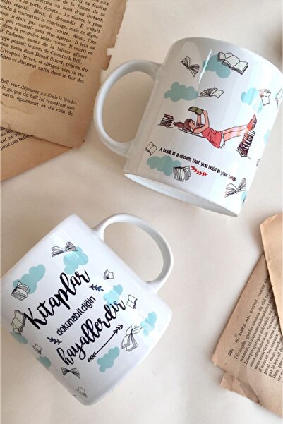 Bikutumutluluk Hediyelik - Kitaplar Dokunabildiğin Hayallerdir Kupa Mug