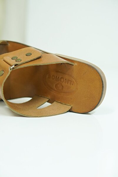 Bomonti Чоловічі коричневі ручної роботи шкіряні тапочки моделі 04