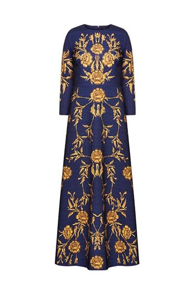 Faberlic Women's Navy Blue Ampir Patterned Jacquard Dress, Size 44