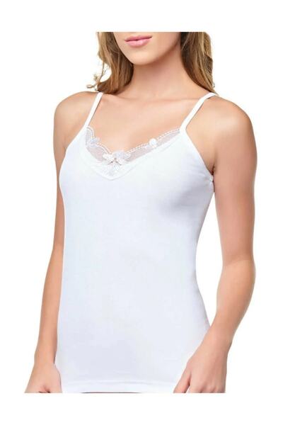 Tutku Kadın 6'lı Paket Güpürlü Ince Askılı Pamuk Atlet - 0139