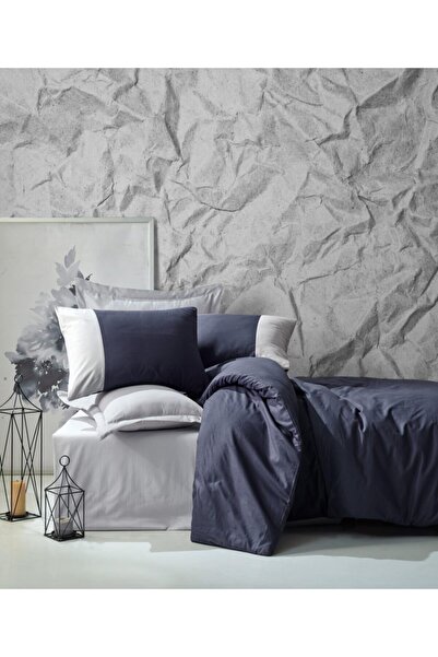 Cotton Box Plain Ranforce Çift Kişilik Nevresim Takımı Lacivert-gri