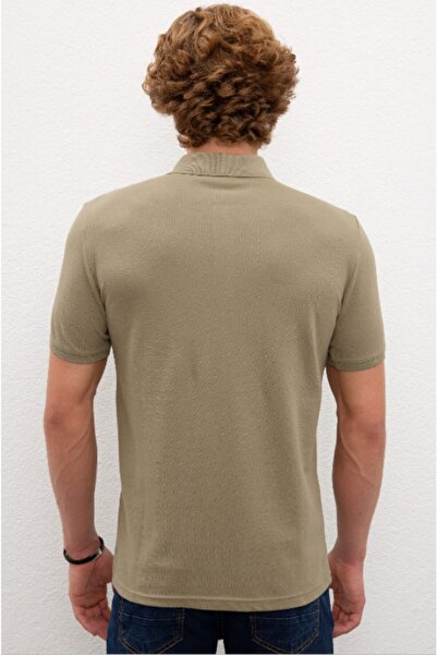 U.S. Polo Assn. Ανδρικό μπλουζάκι χακί πόλο με λαιμόκοψη