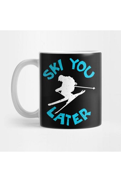 TatFast Ski You Later - Mug for Ski Alpin Winter Sports Fan with Skier and Collar