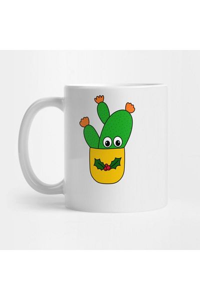 TatFast عيد الميلاد الصبار - Opuntia Microdasys الصبار في عيد الميلاد هولي وعاء القدح