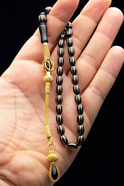 OTTOTESBİH 24k Altın Kaplama Gümüş Kazaz Püsküllü Karpuz Kesim Oltutaşı Tesbih