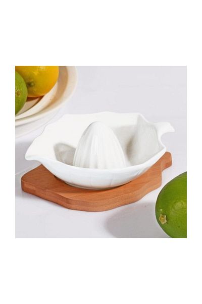 Kosova Ksv Porcelain Lemon Squeezer with Bamboo Base