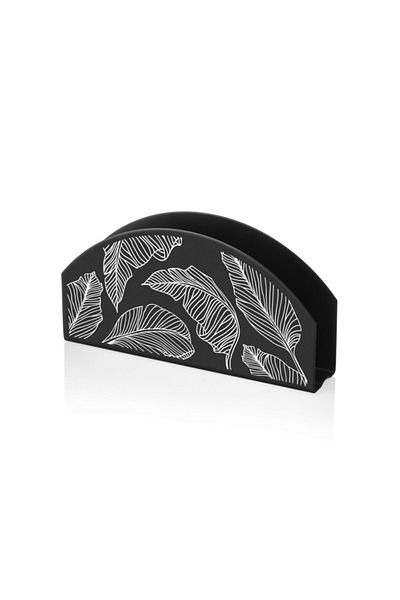 The Mia Napkin Holder Black 16 X 8 Cm - Banana Palm