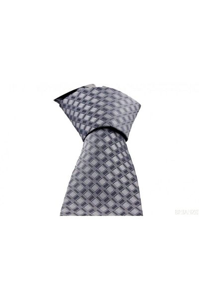 Brianze Gray Checked Handkerchief Tie