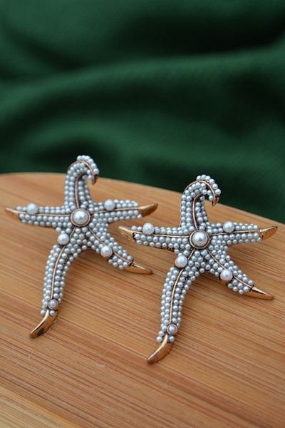 Stoneage Starfish Earrings with Pearls Lube Bronze