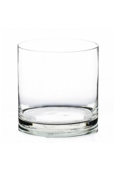 GLASSY Silindir Cam Vazo 19 Çap 20 Cm
