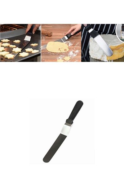 yeni11 Oblique Oval Tip Cake Plastering Spatula Palette 15 cm - Stainless Steel