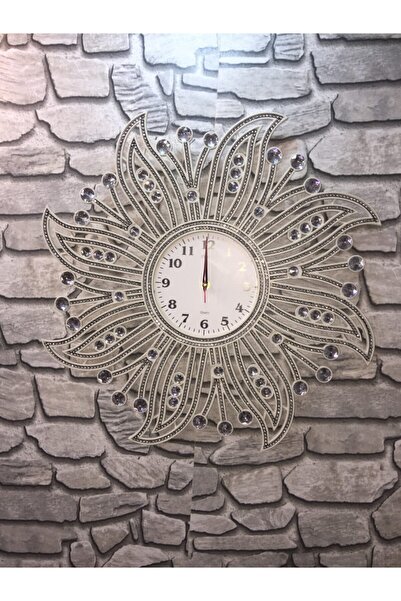 QUARTZ 'iş-sat' Büyük Boy Taşlı Salon Tipi Modern Duvar Saati ( Yeni Model )