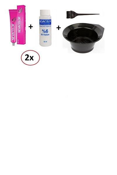 Neva Color Nevacolor Tüp Boya 6.1 Küllü Koyu Kumral- 2 'li+nevacolor Oksidan 2'li+boyama Kabı+boya Fırçası