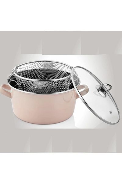Paçi Pink Betty Enamel Frying Pot Powder Pink (22 cm 4.5 lt)