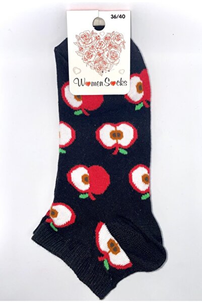 Unisex Siyah Elmalı Çorap