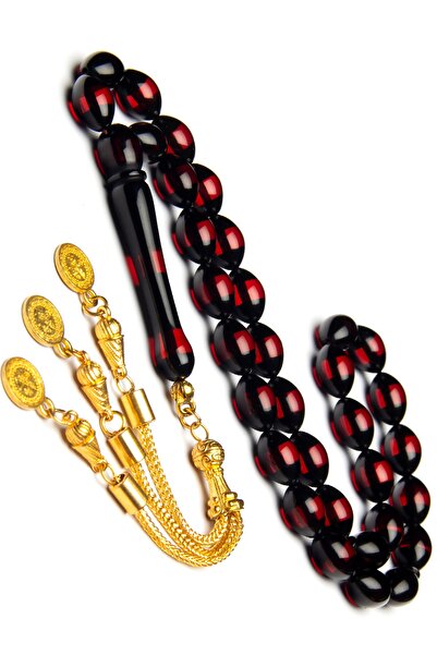 OTTOTESBİH Men's Barley Cut Red Vertex Pine Scented Powder Amber Prayer Beads
