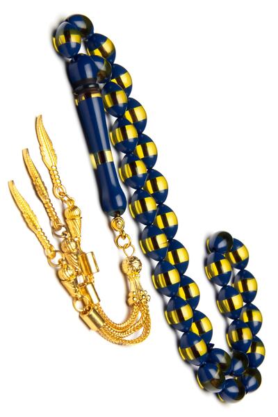 OTTOTESBİH Hediyelik Taraftarlara Özel Sarı Lacivert Kokulu Toz Kehribar Tesbih