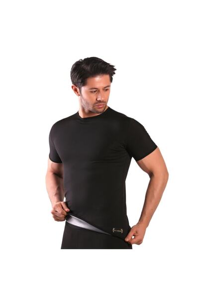 lovebox Ανδρικό θερμικό κορσέ με κοντό μανίκι με επίστρωση πολυμερούς αδυνατίσματος που καίει λίπος