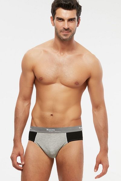 Kom Ανδρικό Modal Combed Cotton Slip Σετ 6 - 2 Λευκό, 2 Μαύρο, 2 Γκρι, S-XL