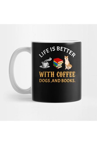 TatFast Life Is Better with Coffee Cats and Books Mug, Gift, Dowry, Presentation
