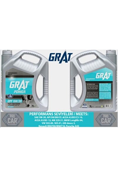 GRAT Power 5w30 Tam Sentetik Partiküllü Motor Yağı 7 Lt Apı Sm/cf