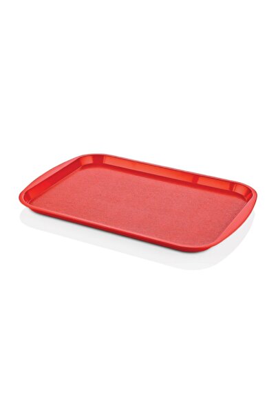 Atlas Kırmızı Plastik Servis Tepsi 32x44 cm, 3'lü Paket