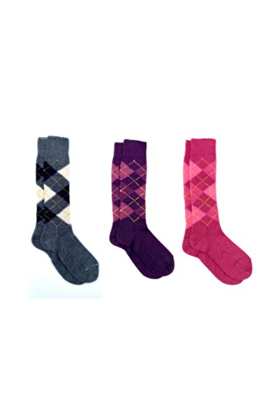 doashop جوارب للركبة للأطفال من الأكريليك Bb مكونة من 3 قطع بألوان مختلطة