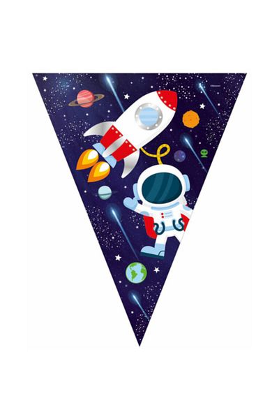 Kazanabil Space Themed Cosmic Galaxy Licensed Triangular Pennant Flag