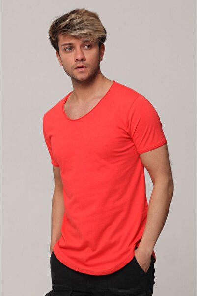 Tarz Cool Men's Pomegranate Blossom Dirty Collar Casual T-shirt