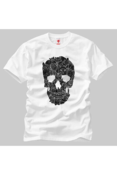 Crazy Чоловічий футболка - Скетчі Cat Skull Дизайн