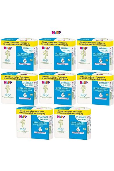 Hipp Baby Sanft Wet Towel Wipes Sensitive Newborn Set of 24 8pk*3 52 Sheets