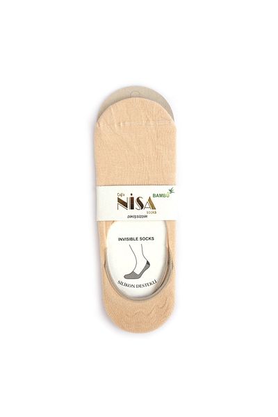 ZENS Nisa Women's Beige 2-Piece Silicone Supported Bamboo Ballerina Socks