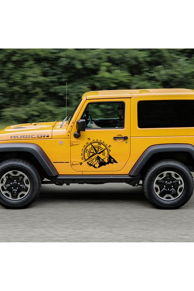 New Jargon Autocolant Auto Busolă Munte Off Road 85 X 68 Cm - Negru